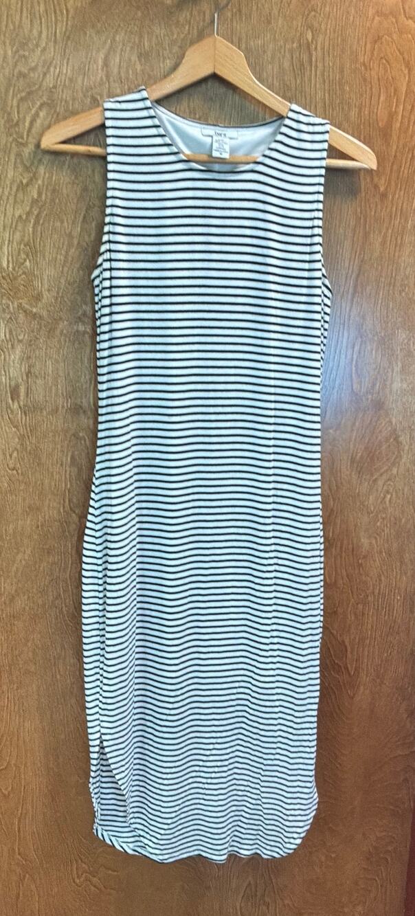 Bar III Black and White Striped Bodycon tank Dress sz M
